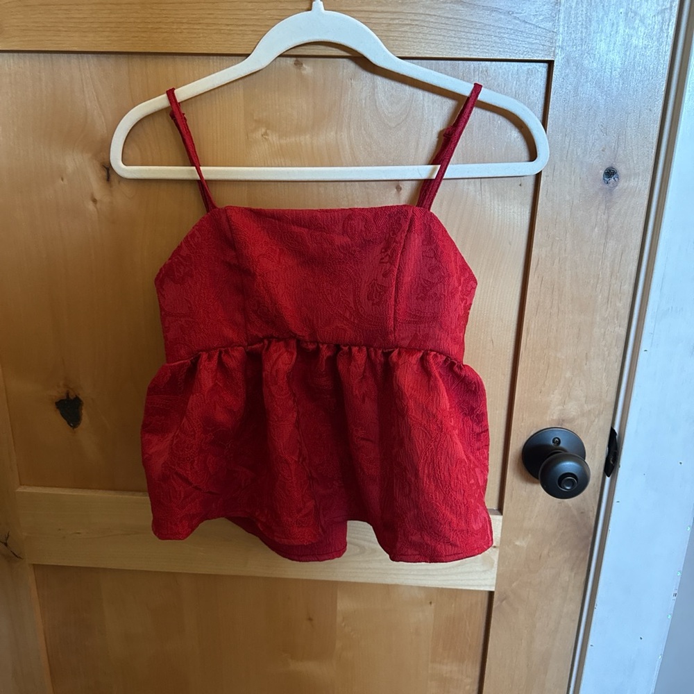 Red Sleeveless Peplum Top